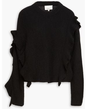 3.1 Phillip Lim Ruffled Brushed Knitted Jumper - Black