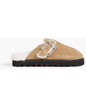 IRO Bracci Buckled Shearling Slippers - Natural