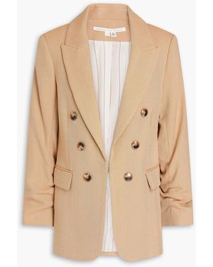 Veronica Beard Beacon Dickey Double-breasted Herringbone Drill Blazer - Natural
