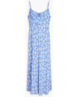 RIXO London Printed Crepe Midi Dress - Blue