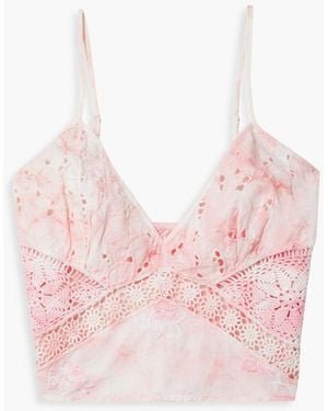 LoveShackFancy Mizu cropped oberteil aus baumwolle mit lochstickerei und batikmuster - Pink