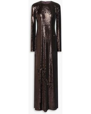 Costarellos Open-back Sequined Crepe Gown - Black