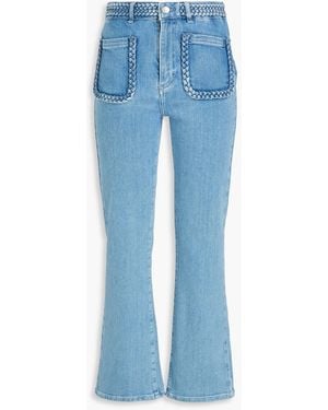 Maje Braided High-Rise Bootcut Jeans - Blue