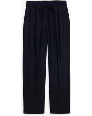 LE17SEPTEMBRE Belted Wool-Blend Flannel Straight-Leg Pants - Blue