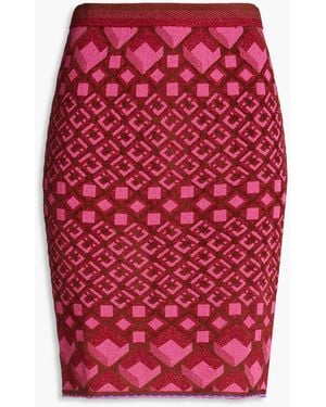 Diane von Furstenberg Metallic Jacquard-knit Mini Pencil Skirt - Red