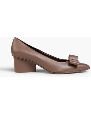 Ferragamo Viva 55 Bow-Detailed Leather Pumps - Natural
