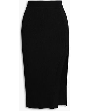 GOOD AMERICAN Ribbed-knit Midi Skirt - Black