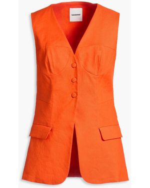 Sandro Linen-blend Twill Vest - Orange