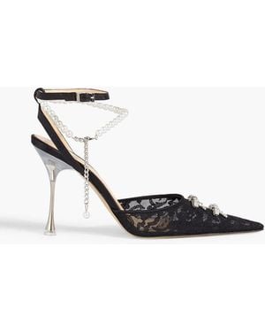 Mach & Mach Matilda Embellished Lace Court Shoes - Black