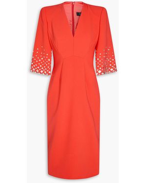 Jenny Packham Crystal-Embellished Crepe Midi Dress - Red