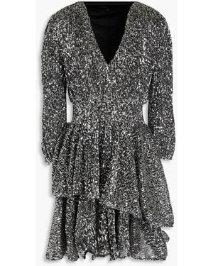 Maje Tiered Sequined Tulle Mini Dress - Black