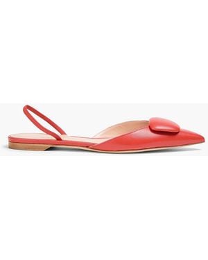 Rupert Sanderson Sabine Embellished Leather Slingback Point-toe Flats - Red