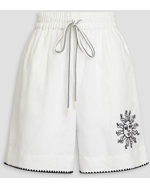 Zimmermann Embroidered Linen Shorts - White