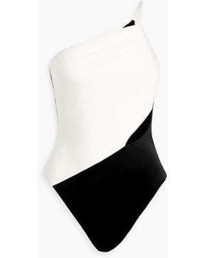 Et Ochs Avery One-shoulder Cutout Two-tone Stretch-jersey Bodysuit - Black