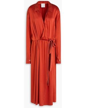 Forte Forte Wrap-Effect Silk-Satin Midi Dress - Red