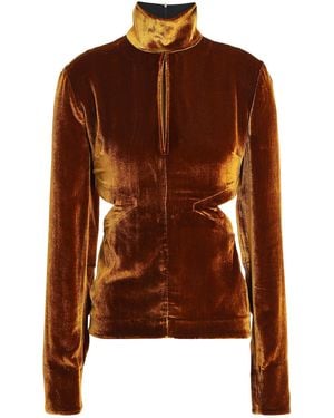 Marques'Almeida Cutout Velvet Turtleneck Top - Brown