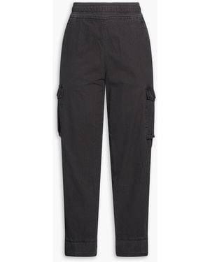 James Perse Striped Cotton-Blend Seersucker Cargo Trousers - White