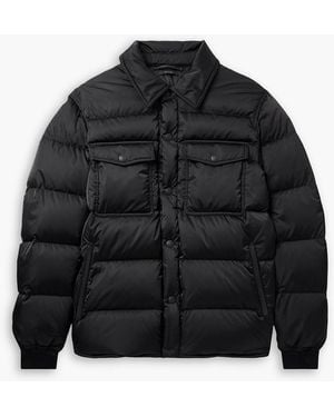 Tom Ford Leather-Trimmed Quilted Padded Shell Down Jacket - Black