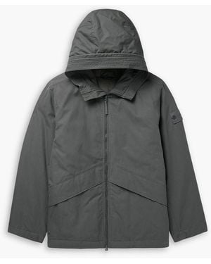 Stone Island Ghost Logo-Appliquéd Padded Cotton-Canvas Hooded Jacket - Grey