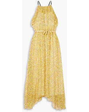 Jason Wu Belted Ruffled Floral-print Silk-chiffon Halterneck Midi Dress - Yellow