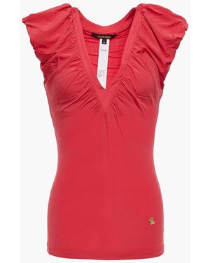 Roberto Cavalli Ruched Stretch-jersey Top - Red