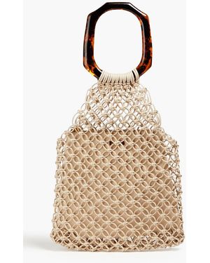 Jonathan Simkhai Myla Embellished Macramé Leather Tote - Natural