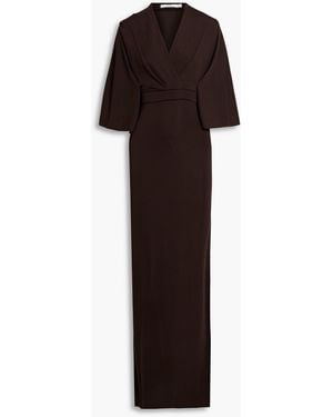 Safiyaa Oro Draped Twill Maxi Dress - Brown