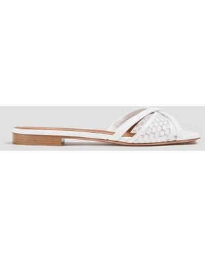 Malone Souliers Penn 10 Lace And Leather Slides - White