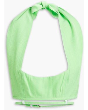 Jacquemus Limao Cropped Woven Halterneck Top - Green