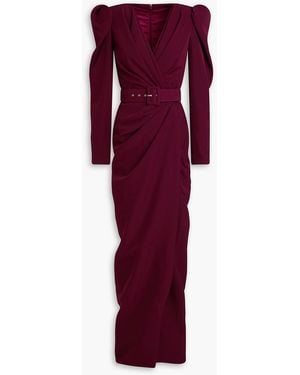 Rhea Costa Robe aus crêpe mit gürtel und wickeleffekt - Lila
