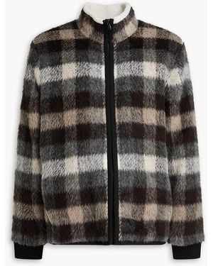 James Perse Brushed Checked Teddy Fleece Jacket - Black