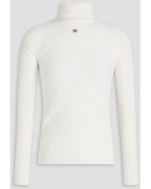 Sandro Cable-knit Lyocell-blend Turtleneck Sweater - White