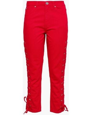 Sandro Lace-up Cropped Skinny Jeans - Red