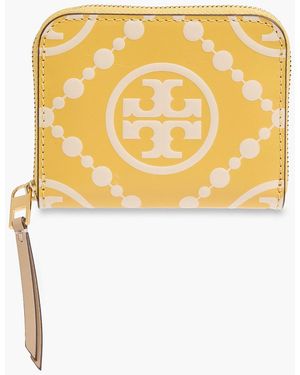 Tory Burch T Monogram Embossed Leather Coin Purse - Yellow