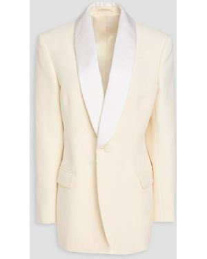 Wardrobe NYC Satin-Trimmed Grain De Poudre Wool Tuxedo Jacket - Natural