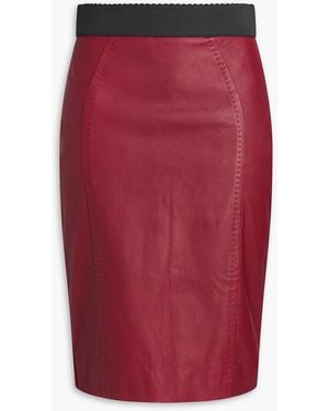 Dolce & Gabbana Leather Pencil Skirt - Red