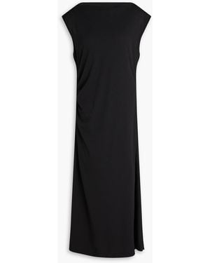 Theory Draped Crepe Midi Dress - Black