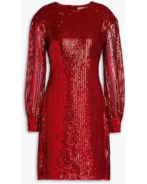 Raishma Sequined Tulle Dress - Red