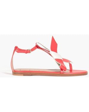 Red(V) Two-tone Leather Sandals - Pink