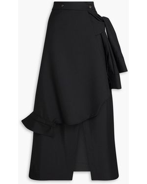Rohe Layered Wool And Mohair-Blend Midi Wrap Skirt - Black