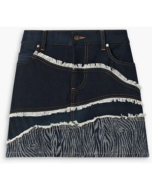 Ahluwalia Frayed Panelled Denim Mini Skirt - Blue