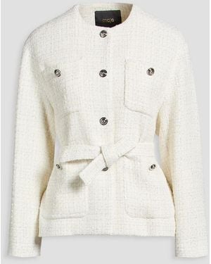 Maje Belted Metallic Bouclé-Tweed Jacket - Natural