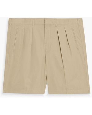 Tom Ford Straight-Leg Pleated Cotton And Silk-Blend Poplin Shorts - Natural