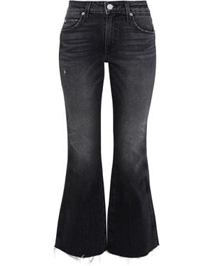 AMO Distressed Mid-Rise Kick-Flare Jeans - Black
