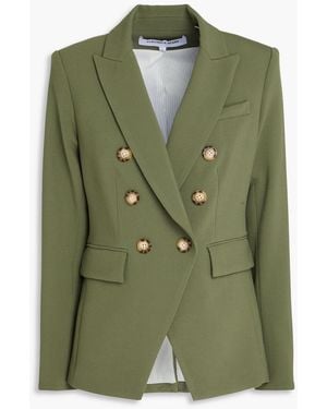 Veronica Beard Miller Dickey Double-Breasted Crepe Blazer - Green
