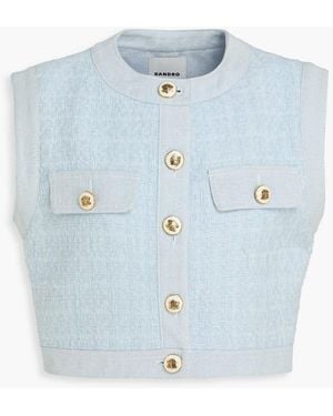 Sandro Cropped Tweed Vest - Blue