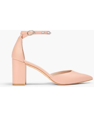 Stuart Weitzman Faux Pearl-embellished Leather Court Shoes - Pink