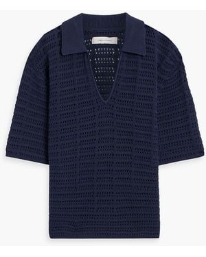 Chinti & Parker Crocheted Cotton Polo Shirt - Blue