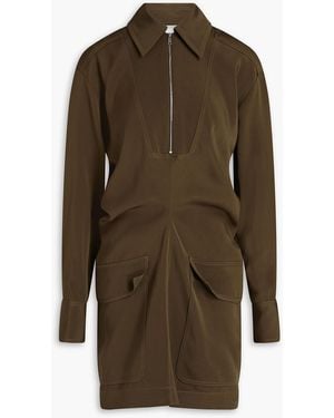 Victoria Beckham Draped Satin-crepe Mini Dress - Brown