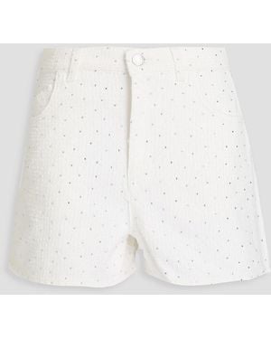 Maje Embellished Fil Coupé Denim Shorts - White